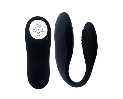 Чёрный вибромассажер для пар Indulgence Plus с ДУ