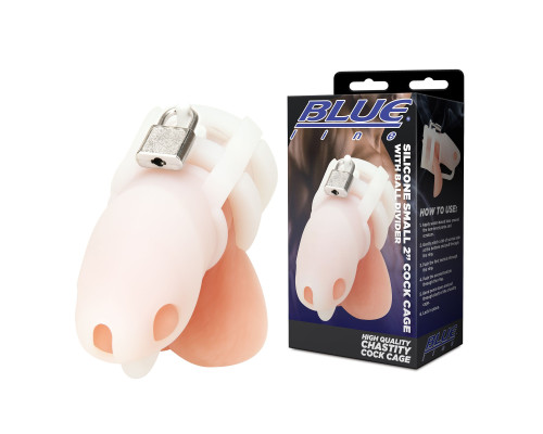 Белая клетка для пениса Silicone Small 2 in Cock Cage With Ball Divider