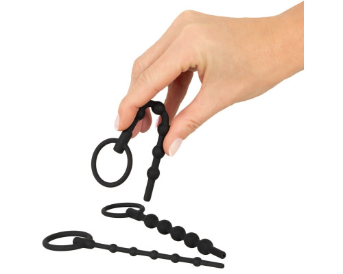 Набор из 3 черных силиконовых уретральных стимуляторов Training Set