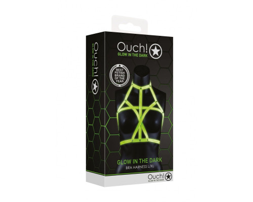 Портупея Bra Harness с неоновым эффектом - размер L-XL