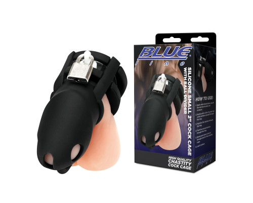 Черная клетка для пениса Silicone Small 2 in Cock Cage With Ball Divider
