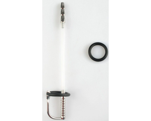 Серебристый фигурный уретральный стимулятор с силиконовым кольцом