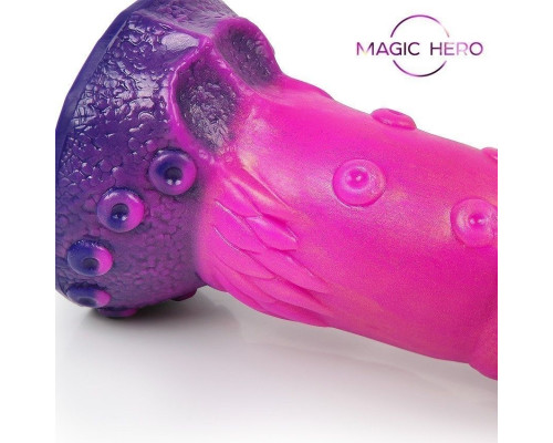 Розовый рельефный фантазийный фаллоимитатор - 20 см.