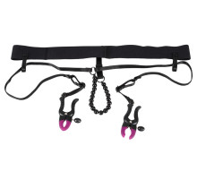 Трусики с зажимами для половых губ и бусинками для массажа промежности