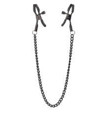 Черные зажимы на соски на цепочке BLAZE DELUXE NIPPLE CLAMPS