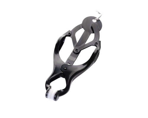 Черно-серебристые зажимы для сосков с кольцом для пениса TOYFA Metal