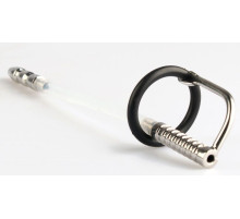 Серебристый фигурный уретральный стимулятор с силиконовым кольцом