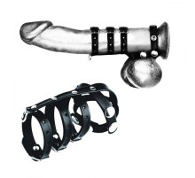 Комбинированный ремень на пенис с 3 кольцами и разделителем мошонки