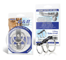 Хомут на пенис из трех металлических колец 3 RING GATES OF HELL