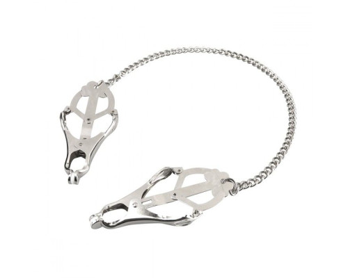 Металлические зажимы на соски в форме клевера с цепочкой