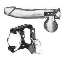 Металлическое кольцо на пенис на ремешке с замочком