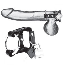 Металлическое кольцо на пенис на ремешке с замочком