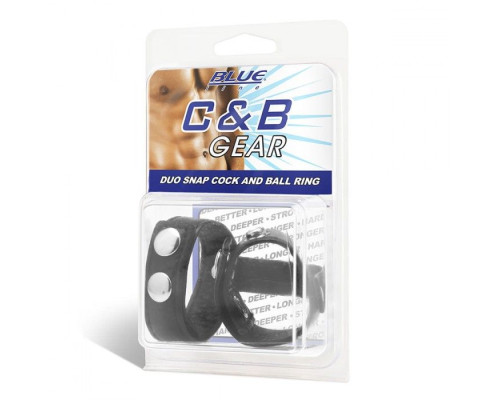 Утяжка на пенис с клёпками Duo Snap Cock And Ball Ring