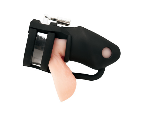 Черная клетка для пениса Silicone Small 2 in Cock Cage With Ball Divider