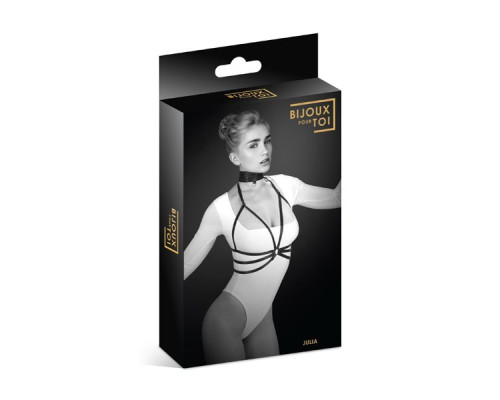 Черная упряжь на грудь Julia