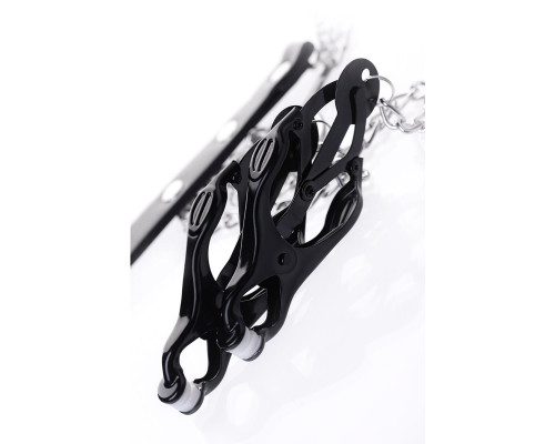 Черно-серебристые зажимы для сосков с кольцом для пениса TOYFA Metal