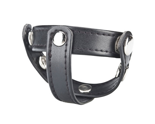 Кольцо на пенис с разделителем мошонки из искусственной кожи на клепках T-STYLE COCK RING