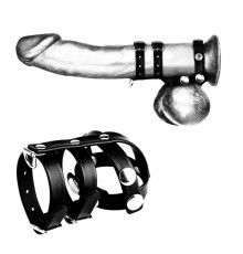 Комбинированное двойное кольцо с разделителем для мошонки и поводком