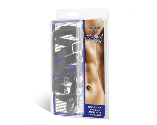 Комбинированный ремень на пенис с 3 кольцами и разделителем мошонки