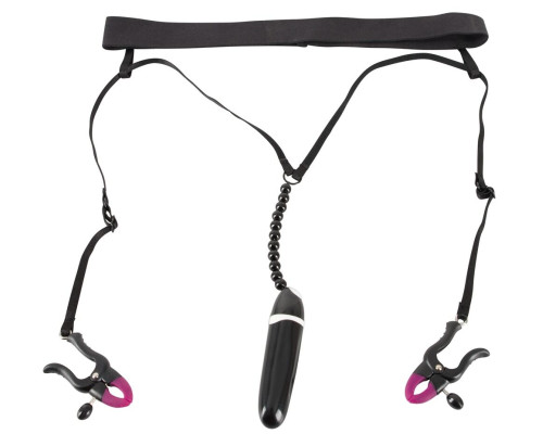 Женские вибростринги с зажимами для половых губ Spreader String with Vibrator