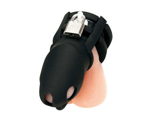 Черная клетка для пениса Silicone Small 2 in Cock Cage With Ball Divider