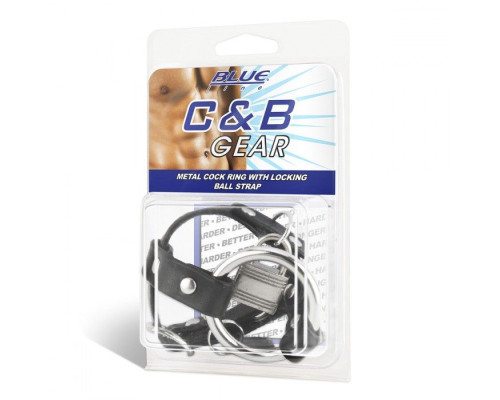 Металлическое кольцо на пенис на ремешке с замочком