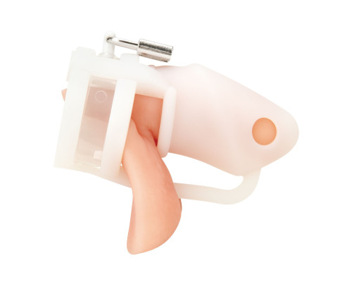 Белая клетка для пениса Silicone Small 2 in Cock Cage With Ball Divider