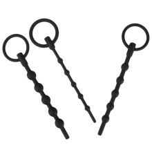 Набор из 3 черных силиконовых уретральных стимуляторов Training Set