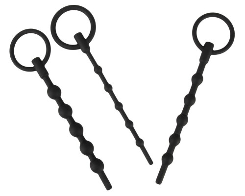 Набор из 3 черных силиконовых уретральных стимуляторов Training Set