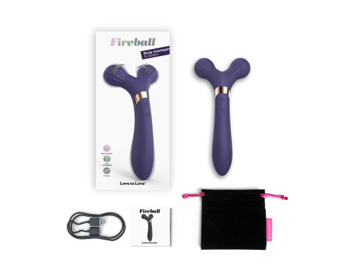 Темно-синий двусторонний вибромассажёр Fireball