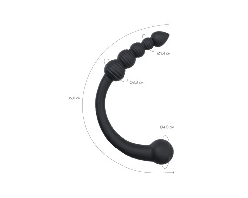 Черный двусторонний вибратор - 35 см.