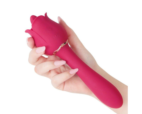 Розовый вибромассажер Rose Pro 6 - 21,4 см.