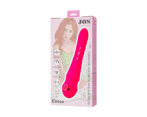 Розовый вибратор-пульсатор Cotox с вакуумной стимуляцией - 23 см.