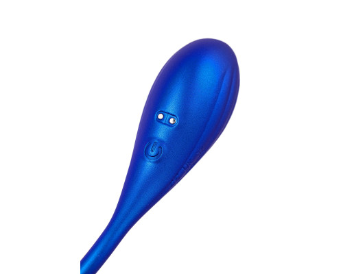 Синий двусторонний вибратор Agamien с управлением через приложение - 46 см.