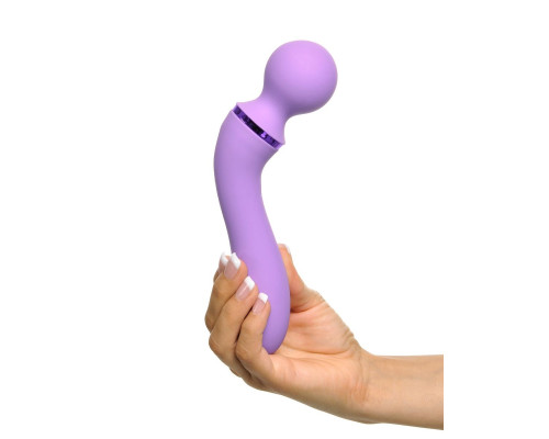 Фиолетовый двусторонний вибростимулятор Duo Wand Massage-Her - 19,6 см.