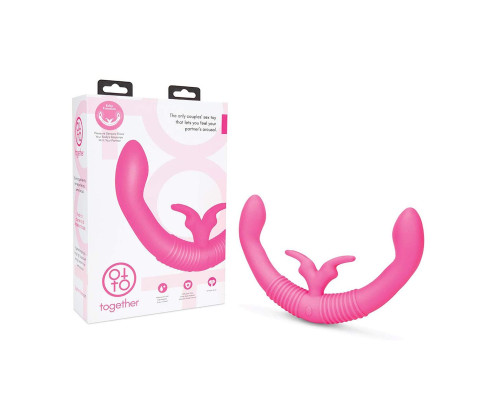 Розовый парный вибратор-кролик Together Vibes - 35,6 см.