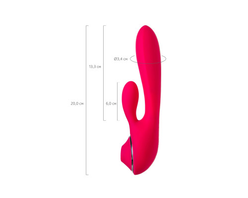 Красный вибратор c клиторальной и вакуумной стимуляциями Doobl - 20 см.