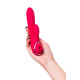 Красный вибратор c клиторальной и вакуумной стимуляциями Doobl - 20 см.
