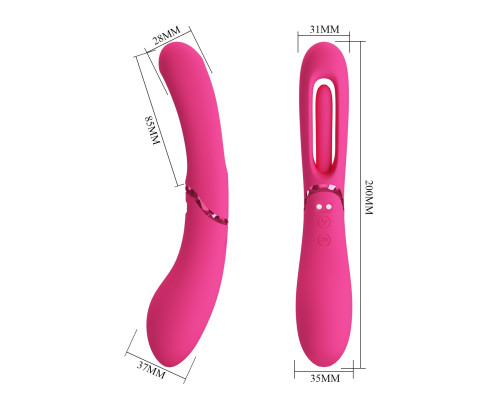 Розовый двусторонний вибратор с функцией фингеринга Lexie - 20 см.