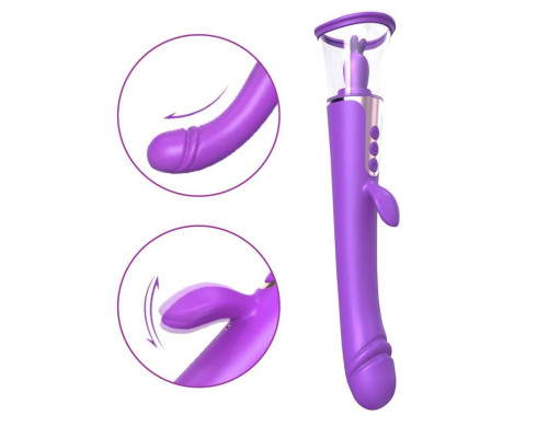 Фиолетовый двусторонний вибростимулятор Esther - 26,5 см.