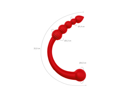 Красный двусторонний вибратор - 35 см.