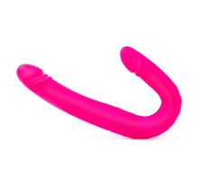Розовый двусторонний вибромассажер на радиоуправлении Duo Together - 44,5 см.