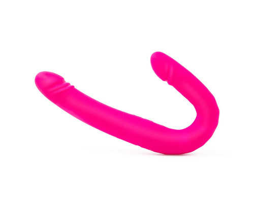 Розовый двусторонний вибромассажер на радиоуправлении Duo Together - 44,5 см.