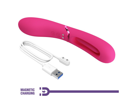 Розовый двусторонний вибратор с функцией фингеринга Lexie - 20 см.