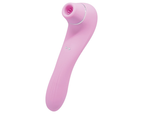 Розовый стимулятор Smoooch Clitoral Suction   Vibration - 18,6 см.