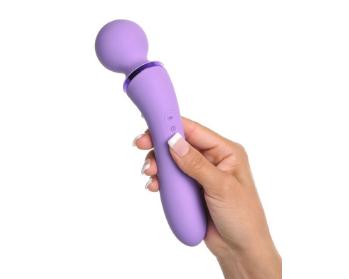 Фиолетовый двусторонний вибростимулятор Duo Wand Massage-Her - 19,6 см.