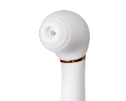 Белый вибратор с вакуумной стимуляцией Jasmine - 23 см.