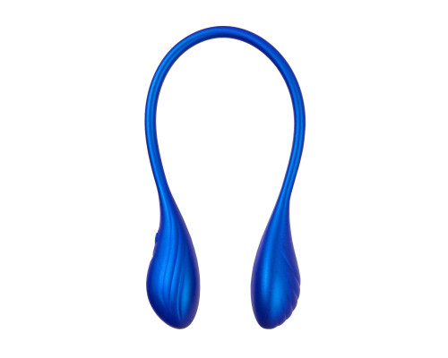 Синий двусторонний вибратор Agamien с управлением через приложение - 46 см.