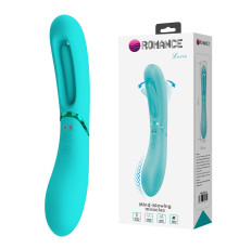 Аквамариновый двусторонний вибратор с функцией фингеринга Lexie - 20 см.