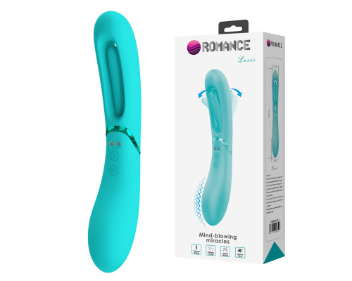 Аквамариновый двусторонний вибратор с функцией фингеринга Lexie - 20 см.